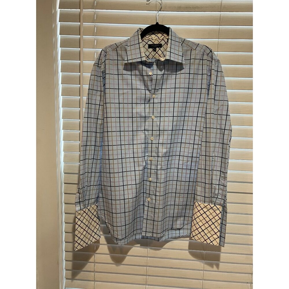 Ted Baker Long Sleeve French Cuff Button Up Shirt‎ - Size 16.5